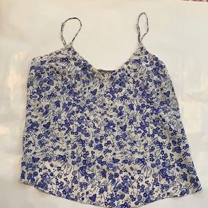 Blue & White Print Tank Top